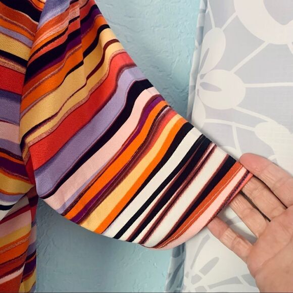 Willow Drive Tangerine Striped Strappy Back Short Sleeve Top Size XL - Picture 3 of 8